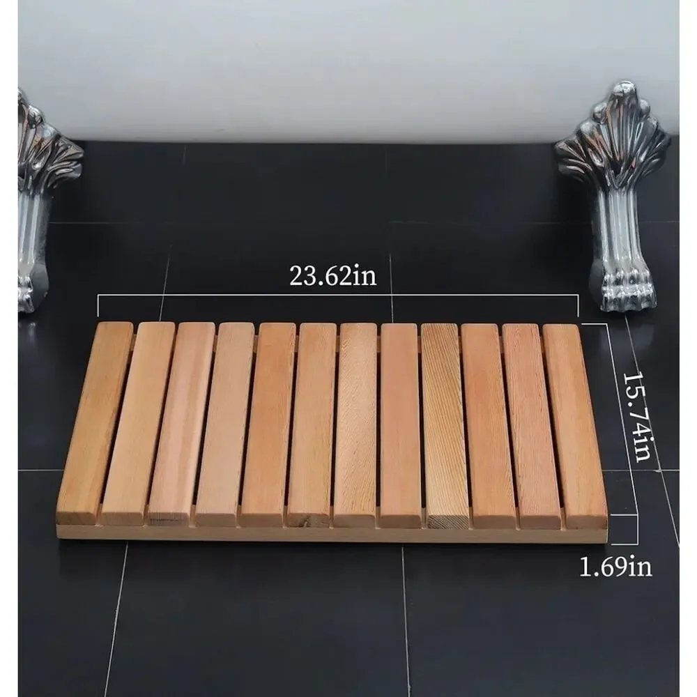 Natural Bamboo Wooden Deluxe Shower Floor & Bath Mat Non Slip Stain Resistant